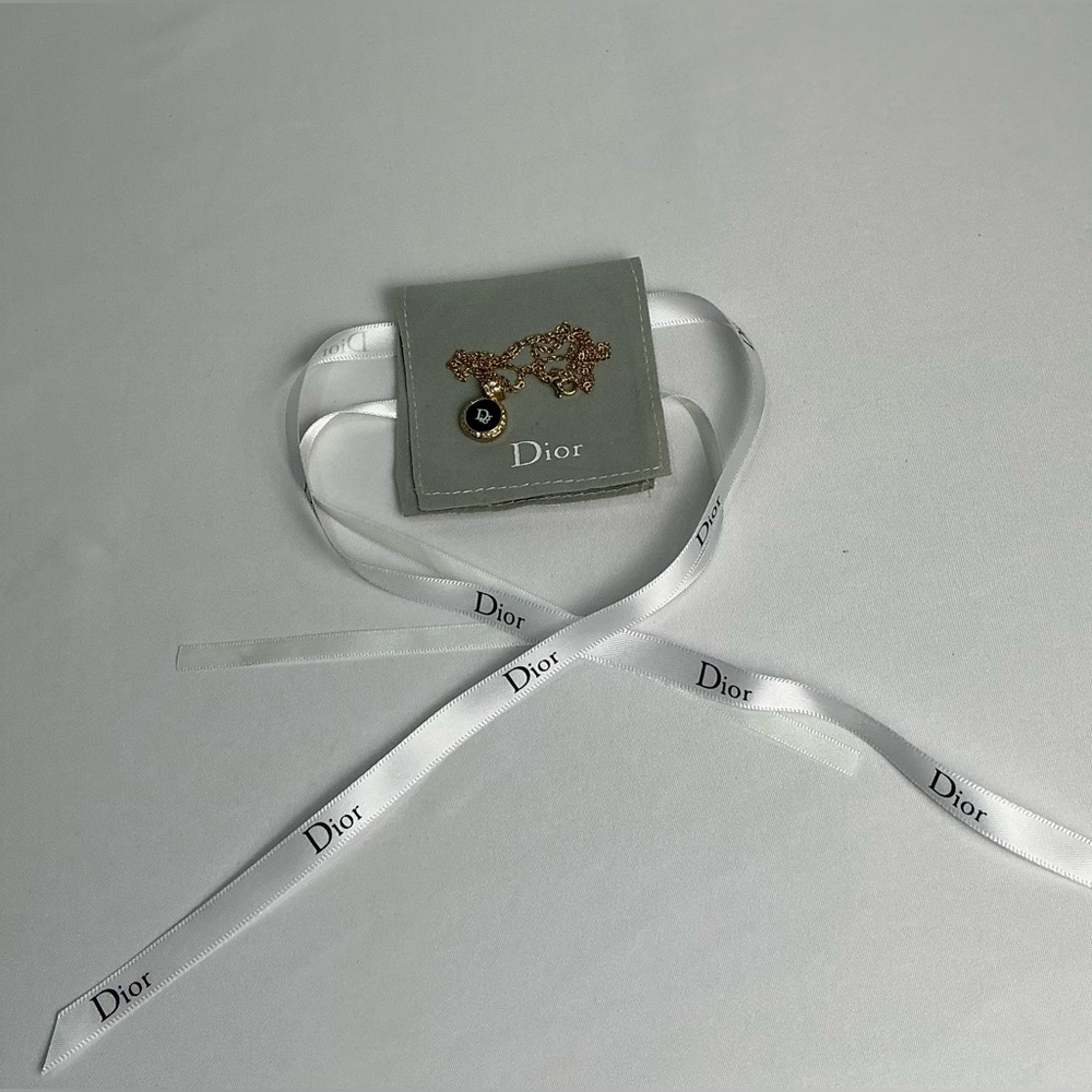 Authentic Vintage Christian Dior Crystal & Enamel Pendant Necklace Gold - Picture 12 of 13